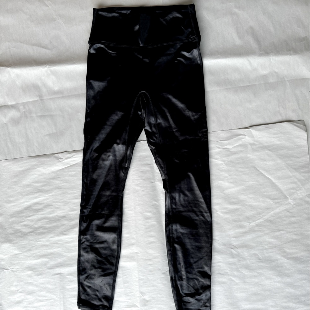 Woman’s shiny leggings